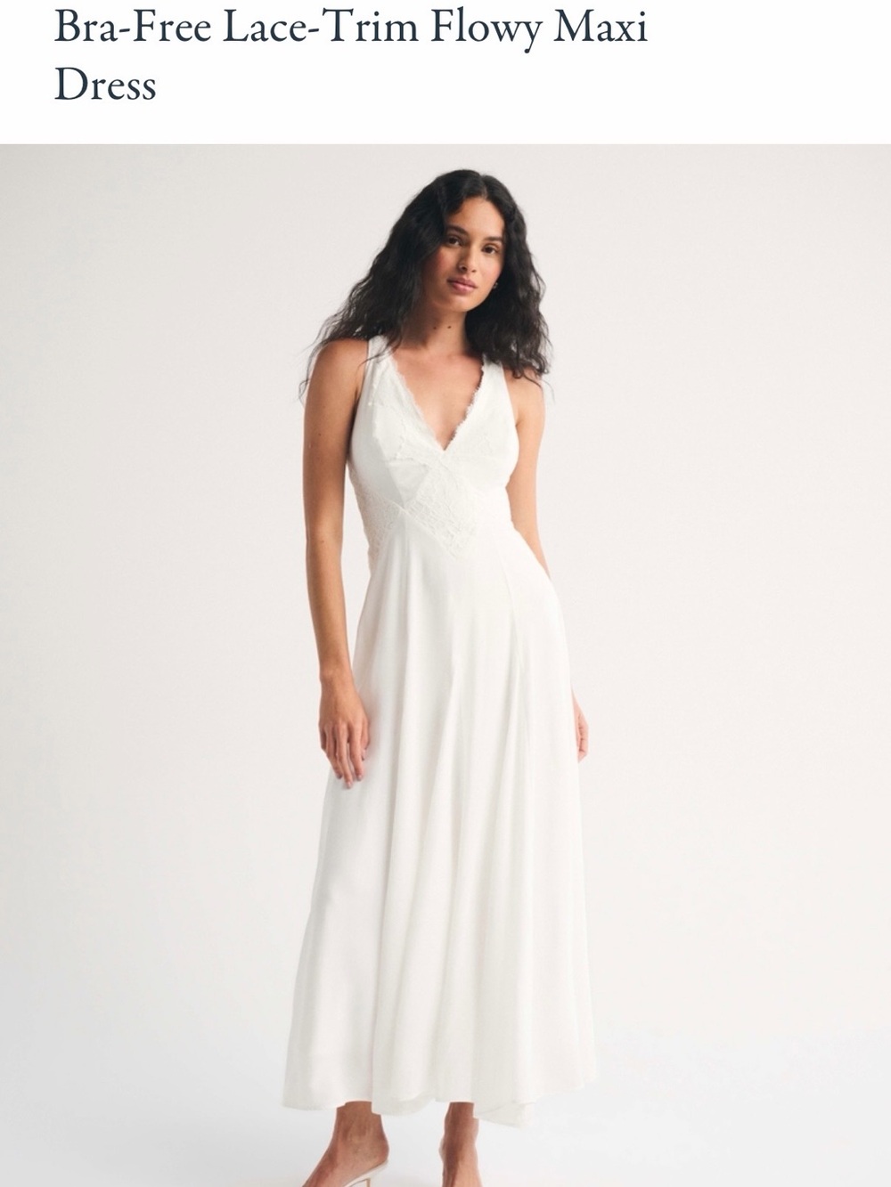 Abercrombie & Fitch Bra-Free White Lace-Trim Maxi Dress - Picture 1 of 6
